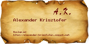 Alexander Krisztofer névjegykártya